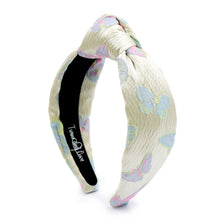 Load image into Gallery viewer, headbands for women, Wide knot headband, handmade headbands, top knotted headband, knotted headband, hair band for women, padded headband, padded knot headband, padded floral headband, luxury headband, spring headband, knotted jeweled headband, Easter headband, butterfly knot headband, luxury knot headband, knot headband, butterfly headband, butterfly hair accessories, spring knot headbands, summer headbands, custom headband, boho headband, best selling items, custom headbands