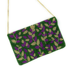 Load image into Gallery viewer, Mardi Gras Celebration Beaded Crossbody Chain  Clutch Bag Handbag, beaded clutch, beaded purse for mardi gras, mardi gras outfit, mardi gras celebration gift, mardi gras celebration outfit, gift for mardi gras, mardi gras gifts, Mardi Gras clutch purse, Mardi gras sequin bag, beaded bag, NOLA accessories, NOLA accessory, Mardi Gras accessory, Beaded sequin bag, Bags for mardi gras, party night out bags, party bags, Handmade gifts, hand beaded clutch purse, custom clutch purse, custom accessories