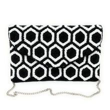 Load image into Gallery viewer, beaded clutch purse, black white beaded bag, birthday gifts, black white clutch, seed bead purse, beaded bag, seed bead clutch, summer bag, beaded clutch bag, engagement gift, bridal gift to bride, bridal gift, black white bag, wedding gift, bride gifts, crossbody purse, bride to be gift, engagement gift, bachelorette gifts, best friend gift, best selling items, party bag, evening bags, boho clutch, Black white beaded bag, custom handbag, handmade bags, handmade clutch