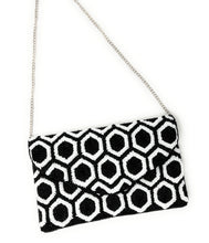 Load image into Gallery viewer, beaded clutch purse, black white beaded bag, birthday gifts, black white clutch, seed bead purse, beaded bag, seed bead clutch, summer bag, beaded clutch bag, engagement gift, bridal gift to bride, bridal gift, black white bag, wedding gift, bride gifts, crossbody purse, bride to be gift, engagement gift, bachelorette gifts, best friend gift, best selling items, party bag, evening bags, boho clutch, Black white beaded bag, custom handbag, handmade bags, handmade clutch