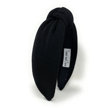 Load image into Gallery viewer, Fall Headband, Autumn Knotted Headband, black Knot Headband, black Hair Accessories, black knot Headband, Best Seller, headbands for women, best selling items, solid color knotted headband, hairbands for women, Christmas gifts, Solid color knot Headband, Solid color hair accessories, black headband, solid knotted headband, Statement headband, black headband, Holiday knot headband, 
top knot solid hairband, solid color headband, Winter headband, Solid color headband