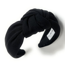 Load image into Gallery viewer, Fall Headband, Autumn Knotted Headband, black Knot Headband, black Hair Accessories, black knot Headband, Best Seller, headbands for women, best selling items, solid color knotted headband, hairbands for women, Christmas gifts, Solid color knot Headband, Solid color hair accessories, black headband, solid knotted headband, Statement headband, black headband, Holiday knot headband, 
top knot solid hairband, solid color headband, Winter headband, Solid color headband
