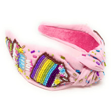 Load image into Gallery viewer, headband for women, sprinkles Knotted headband, headbands for women, birthday headbands, top knot headband, sprinkles top knot headband, rainbow headband, sprinkles hair band, trendy headbands, top knotted headband, statement headbands, top knotted headband, knotted headband, party headbands, trendy headband, fashion headbands, embellished headband, rhinestone headband, gemstone headband for women, luxury headband, jeweled headband for women, jeweled knot headband, happy birthday headbands
