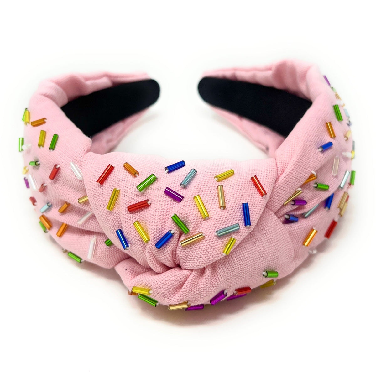 Sprinkles Knotted Headband, Hand Beaded Headband, Birthday Headband