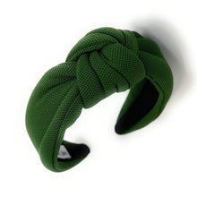 Load image into Gallery viewer, green Headband, birthday Knotted Headband, dark green Knot Headband, green Hair Accessories, green knot Headband, Best Seller, St Patricks headband, best selling items, solid color knotted headband, hairbands for women, Christmas gifts, Solid color knot Headband, Solid color hair accessories, green headband, solid green headband, Statement headband, green knotted headband, Holiday knot headband, top knot solid hairband, New Years headband, Christmas headband, Solid color headband, St Patricks Day