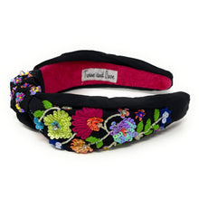 Load image into Gallery viewer, headband for women, Multicolor Knot headband, summer headband, summer knotted headband, summer top knot headband, Summer top knotted headband, multi color knotted headband, Summer hair band, beaded colorful headband, multicolor floral headband, Embroidered floral headband, top knotted headband, knotted headband, floral lover gifts, Beaded embellished headband, luxury headband, Birthday gifts, Summer Knot headband, Summer knot embellished headband, floral knot headband