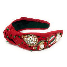 Load image into Gallery viewer, Christmas Jeweled Headband, Christmas Knotted Headband, Red Knotted Headband, Christmas Hair Accessories, Red Headband, Best Seller, headbands for women, best selling items, knotted headband, Christmas gifts, Christmas knot Headband, Red hair accessories, Christmas headband, Red holiday headband, Statement headband, embellished knot headband, jeweled knot headband, Red Jeweled headband, red Embellished headband, Christmas embellished headband, Custom headband, Unique headbands, handmade headbands
