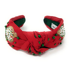 Load image into Gallery viewer, Christmas Jeweled Headband, Christmas Knotted Headband, Red Knotted Headband, Christmas Hair Accessories, Red Headband, Best Seller, headbands for women, best selling items, knotted headband, Christmas gifts, Christmas knot Headband, Red hair accessories, Christmas headband, Red holiday headband, Statement headband, embellished knot headband, jeweled knot headband, Red Jeweled headband, red Embellished headband, Christmas embellished headband, Custom headband, Unique headbands, handmade headbands