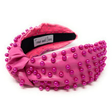 Load image into Gallery viewer, headband for women, fashion headbands, womens headband, headbands for women, stylish headbands, headband style, top knot headband, vegan top knot headband, head band, hair band, trendy headbands, top knotted headband, neutral headband, summer headbands, handmade headbands, top knotted headband, knotted headband, head band, hair band for women, statement headbands, Fall headbands, hair accessories, twist knotted headband, pearly knot headband, leather headband, pearl headband, cluster pearl headband