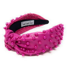 Load image into Gallery viewer, headband for women, fashion headbands, womens headband, headbands for women, stylish headbands, headband style, top knot headband, vegan top knot headband, head band, hair band, trendy headbands, top knotted headband, neutral headband, summer headbands, handmade headbands, top knotted headband, knotted headband, head band, hair band for women, statement headbands, Fall headbands, hair accessories, twist knotted headband, pearly knot headband, leather headband, pearl headband, cluster pearl headband