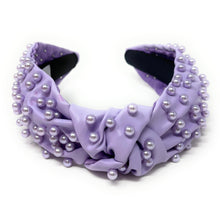 Load image into Gallery viewer, headband for women, fashion headbands, womens headband, headbands for women, stylish headbands, headband style, top knot headband, vegan top knot headband, head band, hair band, trendy headbands, top knotted headband, neutral headband, summer headbands, handmade headbands, top knotted headband, knotted headband, head band, hair band for women, statement headbands, Fall headbands, hair accessories, twist knotted headband, pearly knot headband, breast cancer awareness headband