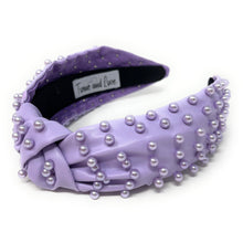 Load image into Gallery viewer, headband for women, fashion headbands, womens headband, headbands for women, stylish headbands, headband style, top knot headband, vegan top knot headband, head band, hair band, trendy headbands, top knotted headband, neutral headband, summer headbands, handmade headbands, top knotted headband, knotted headband, head band, hair band for women, statement headbands, Fall headbands, hair accessories, twist knotted headband, pearly knot headband, breast cancer awareness headband