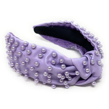 Load image into Gallery viewer, headband for women, fashion headbands, womens headband, headbands for women, stylish headbands, headband style, top knot headband, vegan top knot headband, head band, hair band, trendy headbands, top knotted headband, neutral headband, summer headbands, handmade headbands, top knotted headband, knotted headband, head band, hair band for women, statement headbands, Fall headbands, hair accessories, twist knotted headband, pearly knot headband, breast cancer awareness headband