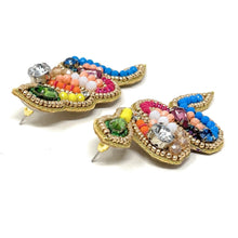 Load image into Gallery viewer, custom beaded Earrings, jeweled Earrings, black Beaded Earrings, snake earrings, jeweled earrings, handmade earrings, custom earrings, bejeweled accessories, multicolor jewelry accessories, embellished earrings, custom earrings, best friend gifts, birthday gifts, bohemian earrings, luxurious handmade accessories, party earrings, Fancy earrings, boho earrings, rhinestone earrings, embellished earrings, Fancy jeweled earrings, party earrings, statement earrings, best selling items