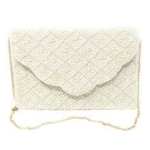 Load image into Gallery viewer, Bride clutch purse, gift for bride, seed beaded clutch purse, bridal purse clutch, white beaded wedding clutch, bride gifts, bridal gifts, engagement gifts, bridal shower gifts, bridesmaid gifts, bride to be gift, gift for her, bride gift, wedding gift, bridal gift, bridal purse clutch, wedding bag, wedding purse for bride, bride bag, wedding bridal clutch, wedding white bag, gifts for the bride, best engagement gift, best bridesmaid gift, Ivory clutch purse, ivory beaded clutch purse