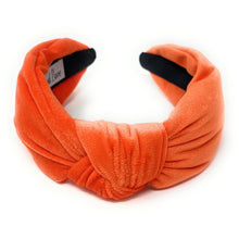 Load image into Gallery viewer, Spring Summer Headband, Summer Knotted Headband, orange Knott Headband, Orange Hair Accessories, velvet orange Headband, Best Seller, headbands for women, best selling items, knotted headband, hairbands for women, Spring Summer gifts, Solid color knot Headband, Solid color hair accessories, orange knot headband, Velour knotted headband, Statement headband, Mom gifts, embellished knot headband, halloween orange accessories, orange knot headband, solid color headband, velour headband, velvet headband