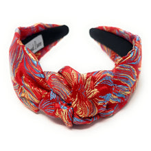 Load image into Gallery viewer, headband for woman, fashion headbands, vintage headband, headbands for women, stylish headbands, headband style, top knot headband, Chinese year headband, top knot headband, vintage accessories, trendy headbands, oriental fabric headband, Lunar year headband, Lunar Chinese headbands, oriental fabric accessories, handmade headbands, top knotted headband, knotted headband, oriental print headband, custom knotted headband, fall headbands, floral print headbands, vintage knot headbands, best selling items