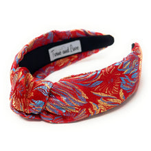 Load image into Gallery viewer, headband for woman, fashion headbands, vintage headband, headbands for women, red headbands, headband style, top knot headband, Chinese year headband, top knot headband, vintage accessories, trendy headbands, oriental fabric headband, Lunar year headband, Lunar Chinese headbands, oriental fabric accessories, handmade headbands, top knotted headband, knotted headband, oriental print headband, custom knotted headband, fall headbands, floral print headbands, vintage knot headbands, best selling items