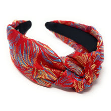 Load image into Gallery viewer, headband for woman, fashion headbands, vintage headband, headbands for women, red headbands, headband style, top knot headband, Chinese year headband, top knot headband, vintage accessories, trendy headbands, oriental fabric headband, Lunar year headband, Lunar Chinese headbands, oriental fabric accessories, handmade headbands, top knotted headband, knotted headband, oriental print headband, custom knotted headband, fall headbands, floral print headbands, vintage knot headbands, best selling items