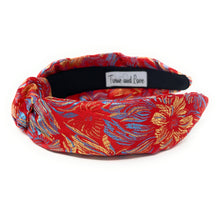 Load image into Gallery viewer, headband for woman, fashion headbands, vintage headband, headbands for women, red headbands, headband style, top knot headband, Chinese year headband, top knot headband, vintage accessories, trendy headbands, oriental fabric headband, Lunar year headband, Lunar Chinese headbands, oriental fabric accessories, handmade headbands, top knotted headband, knotted headband, oriental print headband, custom knotted headband, fall headbands, floral print headbands, vintage knot headbands, best selling items