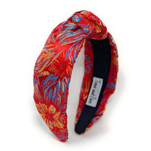 Load image into Gallery viewer, headband for woman, fashion headbands, vintage headband, headbands for women, red headbands, headband style, top knot headband, Chinese year headband, top knot headband, vintage accessories, trendy headbands, oriental fabric headband, Lunar year headband, Lunar Chinese headbands, oriental fabric accessories, handmade headbands, top knotted headband, knotted headband, oriental print headband, custom knotted headband, fall headbands, floral print headbands, vintage knot headbands, best selling items