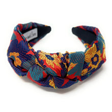 Load image into Gallery viewer, headband for woman, fashion headbands, womens headband, headbands for women, stylish headbands, headband style, top knot headband, woven top knot headband, head band, hair band, trendy headbands, raffia woven headband, women top knot headband, summer headbands, beige headband, beige top knot headband, handmade headbands, top knotted headband, knotted headband, oriental print headband, red top knotted headband, fall headbands, floral print headbands, vintage headbands, best selling items
