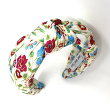 Load image into Gallery viewer, headbands for women, Wide knot headband, handmade headbands, top knotted headband, knotted headband, hair band for women, embellished headband, padded headband, padded floral headband, luxury headband, spring headband, knotted jeweled headband, bling headband, embellished knot headband, luxury knot headband, knot headband, Floral rhinestone headband, floral hair accessories, floral headbands, summer headbands, custom jeweled headband, embellished headband, best selling items, custom headbands