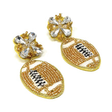 Load image into Gallery viewer, football Beaded Earrings, beaded football Earrings, football Earrings, football love Beaded Earrings, football bead earrings, football lover bead earrings, LA Rams, yellow earrings, LA Rams earrings, Pittsburg earrings, football seed bead earrings, football accessories, Pittsburgh Steelers accessories, Steelers earrings, gifts for mom, best friend gifts, birthday gifts, sport jewelry, sport bead earrings, football accessory, Steelers Statement earrings, Iowa Football