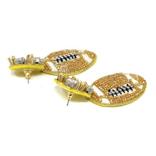 Load image into Gallery viewer, football Beaded Earrings, beaded football Earrings, football Earrings, football love Beaded Earrings, football bead earrings, football lover bead earrings, LA Rams, yellow earrings, LA Rams earrings, Pittsburg earrings, football seed bead earrings, football accessories, Pittsburgh Steelers accessories, Steelers earrings, gifts for mom, best friend gifts, birthday gifts, sport jewelry, sport bead earrings, football accessory, Steelers Statement earrings, Iowa Football