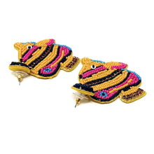 Load image into Gallery viewer, custom beaded Earrings, jeweled Earrings, fish Beaded Earrings, fish earrings, summer jeweled earrings, handmade earrings, custom earrings, resort accessories, fancy accessories, sea embellished earrings, custom earrings, best friend gifts, birthday gifts, bohemian earrings, luxurious handmade accessories, party earrings, Fancy earrings, boho earrings, beaded earrings, fish embellished earrings, Fancy jeweled earrings, statement earrings, best selling items, statement earrings, handmade gifts, custom gifts