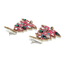 Load image into Gallery viewer, 
Christmas Beaded Earrings, Pink Christmas Earrings, Holiday Earrings, Christmas Beaded Earrings, Seed Bead, Merry Christmas, Pink earrings, Pink beaded earrings, Christmas beaded earrings, Christmas earrings, holiday earrings, pink holiday earrings, Pink tree earrings, Christmas tree bead earrings, holiday gifts, holiday accessories, holiday beaded accessories, Holiday pink accessories, Holiday Christmas earrings, Christmas gifts, Best seller, best Selling items, Christmas earrings, Custom earrings