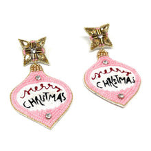Load image into Gallery viewer, 
Christmas Beaded Earrings, Christmas ornaments Earrings, Holiday Earrings, Christmas Beaded Earrings, Seed Bead, Merry Christmas, Holiday ornament earrings, ornament beaded earrings, Pink Christmas, Christmas earrings, holiday earrings, Ornament earrings, Christmas bead earrings, holiday gifts, holiday accessories, holiday beaded accessories, Holiday must have accessories, Holiday Christmas earrings, Christmas gifts, best Selling items, Pink Christmas earrings, Custom earrings