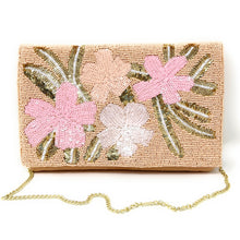 Load image into Gallery viewer, blush clutch purse, beaded bag, birthday gifts, seed bead purse, sequin gold bag, seed bead clutch, gold bag, floral clutch bag, engagement gift, bridal gift to bride, bridal gift, gifts to bride, wedding gift, bride gifts, cross body purse, bride to be gift, bachelorette gifts, best friend gift, best selling items, party bag, boho clutch, best friend gift, bridesmaid gift, pink beaded clutch purse, blush beaded clutch, blush clutch, neutral color purse, holiday bags, evening clutches, evening bags.