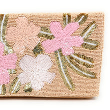Load image into Gallery viewer, blush clutch purse, beaded bag, birthday gifts, seed bead purse, sequin gold bag, seed bead clutch, gold bag, floral clutch bag, engagement gift, bridal gift to bride, bridal gift, gifts to bride, wedding gift, bride gifts, cross body purse, bride to be gift, bachelorette gifts, best friend gift, best selling items, party bag, boho clutch, best friend gift, bridesmaid gift, pink beaded clutch purse, blush beaded clutch, blush clutch, neutral color purse, holiday bags, evening clutches, evening bags.