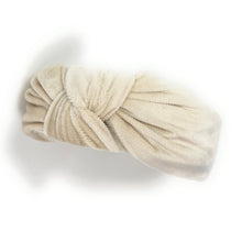 Load image into Gallery viewer, Fall Autumn Headband, Fall Knotted Headband, ivory Knot Headband, Fall Hair Accessories, ivory velvet Headband, Best Seller, headbands for women, best selling items, wide knotted headband, hairbands for women, Fall Winter gifts, Solid color knot Headband, Solid color hair accessories, wide knot headband, Velour knotted headband, Statement headband, Birthday gifts, ivory wide knot headband, Fall Autumn  accessories, ivory headband, ivory velour headband, Velvet knot headband, velvet knotted headband