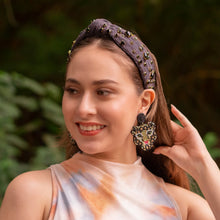 Load image into Gallery viewer, custom beaded Earrings, black gold Earrings, gold Beaded Earrings, jaguar earrings, New years earrings, women earrings, Statement earrings, handmade earrings, custom earrings, bejeweled accessories, fancy accessories, leopard earrings, gifts for mom, best friend gifts, birthday gifts, bohemian earrings, fancy earrings accessory, party earrings, Fancy earrings, boho earrings, rhinestone earrings, embellished earrings, Fancy jeweled earrings, party black earrings, statement earrings, autumn earrings