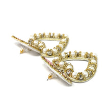 Load image into Gallery viewer, heart with bow jeweled Earrings, pink bow heart valentines Earrings, Valentines Day Earrings, Valentines Beaded Earrings, Valentines Heart earrings, sweetheart earrings, valentine’s day beaded earrings, dainty valentines beaded earrings, valentines beaded earrings, unique earrings, Valentine’s day earrings, tween girls accessories, Valentine’s day accessories, Best selling items, Valentines accessories, pearly heart earrings, custom earrings, gifts for her, handmade gifts, unique valentines heart earrings