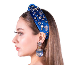 Load image into Gallery viewer, 
Hanukkah Beaded Earrings, Hanukkah Earrings, Holiday Earrings, L’Chaim Beaded Earrings, Seed Bead, Hanukkah, Holiday L’Chaim earrings, Star of David beaded earrings, L’Chaim Hanukkah, Blue star earrings, holiday earrings, Chanukah earrings, Hanukkah menorah earrings, holiday gifts, holiday accessories, holiday beaded accessories, Holiday accessories, Holiday Blue earrings, Hanukkah gifts, best Selling items, Hanukkah blue earrings, Custom earrings