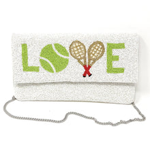 Load image into Gallery viewer, tennis beaded clutch purse, birthday gift for her, summer clutch, seed bead purse, tennis beaded bag, tropical handbag, beaded bag, tennis seed bead clutch, summer bag, birthday gift for her, seed bead purse, engagement gift, tennis over bag, tennis love gifts, tennis purse, gifts to bride, gifts for bride, wedding gift, tennis fan gifts, Summer beaded clutch purse, birthday gift for her, summer clutch, seed bead purse, tennis beaded bag, summer bag, boho purse, tennis beaded clutch purse, unique bags