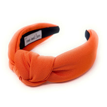 Load image into Gallery viewer, summer Headband, orange Knotted Headband, orange color Knot Headband, neon Hair Accessories, neon orange knot Headband, Best Seller, headbands for women, best selling items, neon orange knotted headband, hairbands for women, orange color Headband, Solid color hair accessories, summer headband, solid color knotted headband, Statement headband, Summer knot headband, orange knot headband, solid hairband, solid color headband, custom headband, Handmade gifts, best selling items, Summer accessories