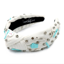 Load image into Gallery viewer, headband for women, orthodontist Knot headband, ortho knot headband, dentist knot headband, top knot headband, orthodontist gifts, dentist hair accessories, Gifts for her, best selling items, best gifts for her, baking hair band, endodontist knot headband, Dental specialist gifts, pediatric dentist gifs, jeweled headband, bejeweled handmade gifts, top knotted headband, bejeweled knotted headband, pediatric dentist knot headbands, embellished headband, must have baker gift, luxury headband, custom headband