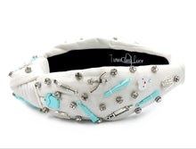Load image into Gallery viewer, headband for women, orthodontist Knot headband, ortho knot headband, dentist knot headband, top knot headband, orthodontist gifts, dentist hair accessories, Gifts for her, best selling items, best gifts for her, baking hair band, endodontist knot headband, Dental specialist gifts, pediatric dentist gifs, jeweled headband, bejeweled handmade gifts, top knotted headband, bejeweled knotted headband, pediatric dentist knot headbands, embellished headband, must have baker gift, luxury headband, custom headband