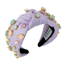 Load image into Gallery viewer, lavender Knot headband, light purple knot headband, lavender knotted headband, purple color accessories, purple knot headband, game day headband, game day knotted headband, baby purple headband, lavender color hair band, embellished headbands, baby shower headband, knotted headband, baby shower knotted headband, game day hair accessories, light purple accessories, Spring headband, pastel color headband, Easter accessories, custom headband, handmade headbands, Easter knotted headband, best selling items