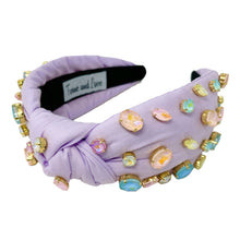 Load image into Gallery viewer, lavender Knot headband, light purple knot headband, lavender knotted headband, purple color accessories, purple knot headband, game day headband, game day knotted headband, baby purple headband, lavender color hair band, embellished headbands, baby shower headband, knotted headband, baby shower knotted headband, game day hair accessories, light purple accessories, Spring headband, pastel color headband, Easter accessories, custom headband, handmade headbands, Easter knotted headband, best selling items