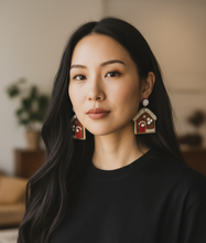 Load image into Gallery viewer, Gingerbread House Beaded Earrings