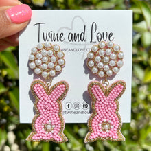 Load image into Gallery viewer, Easter Beaded Earrings, Easter bunny Earrings, pastel Easter Earrings, pink Beaded Earrings, Seed Bead, Easter Bunny earrings, pink earrings, Easter Peep beaded earrings, bunny beaded earrings, Easter rabbit beaded earrings, rabbit beaded earrings, Easter rabbit bead earrings, peeps bead earrings, Easter day gifts, Easter accessories, Easter jewelry accessories, Easter accessories, Easter Rabbit earrings, Easter gifts, best Selling items, Pearl Easter earrings, aretes de pascuas