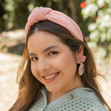 Load image into Gallery viewer, Fall Autumn Headband, Fall Knotted Headband, pink Knot Headband, Fall Hair Accessories, pink salmon Headband, Best Seller, headbands for women, best selling items, knotted headband, hairbands for women, Fall Winter gifts, Solid color knot Headband, Solid color hair accessories, salmon color knot headband, soft knotted headband, Statement headband, Birthday gifts, custom knot headband, Fall Autumn  accessories, pink headband, pink soft fabric headband, autumn knot headband, top knotted headband