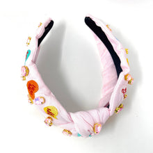 Load image into Gallery viewer, VALENTINES's day Jeweled Headband, Valentine’s Day Headband, Heart Candy Jeweled Knot Headband, Jeweled Knot Headbands, Valentines Day Knotted Headband, best selling headband, birthday gift for her, headbands for women, best selling items, knotted headbands, vday headband, purple knot headband, valentine headband, valentines headband, valentines day gifts, embellished headband, heart stud headband, Heart candy headband, pink hearts headband, handmade headband, hearts knot headband, custom headband