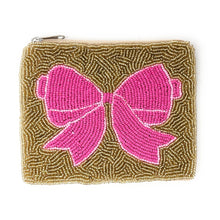 Load image into Gallery viewer, pink bow beaded Coin Purse Pouch, Beaded Coin Purse, bow Purse, bow Beaded Purse, Summer Coin Purse, Best Friend Gift, Boho bags, Wallets for her, boho gifts, boho pouch, boho accessories, best friend gifts, tween girl gifts, pink beaded coin pouch, miscellaneous gifts, best seller, best selling items, bachelorette gifts, birthday gifts, preppy beaded wallet, party favors, bachelorette bag, money pouch, wallets for girls, bohemian wallet, batch gifts, mother’s day gift, pink bow, handmade gifts