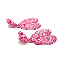Load image into Gallery viewer, 
love bug Beaded Earrings, pink valentines Earrings, Valentines Day Earrings, Valentines Beaded Earrings, Valentines Heart earrings, love bug earrings, valentine’s day beaded earrings, love bug valentines beaded earrings, valentines beaded earrings, Pink cute earrings, Valentine’s day earrings, tween girls accessories, Valentine’s day accessories, Best friend gifts, Best selling items, love accessories, boho earrings, custom earrings, unique earrings, handmade gifts, custom unique valentines earrings